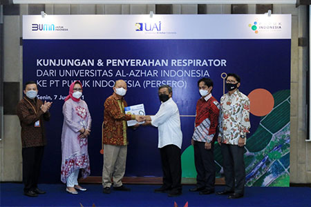 Rektor UAI Bertolak Ke PT Pupuk Indonesia, Kirimkan Respirator Dan Resmikan Kerjasama